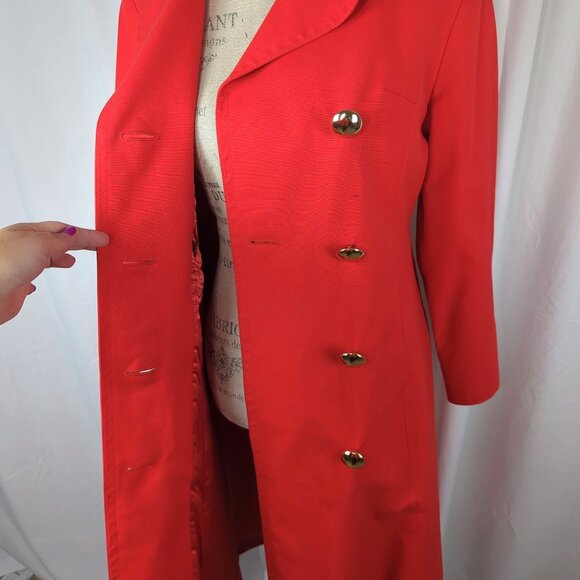 Vintage Aquascutum Red Trench Coat Small Double Breast - Picture 9 of 12